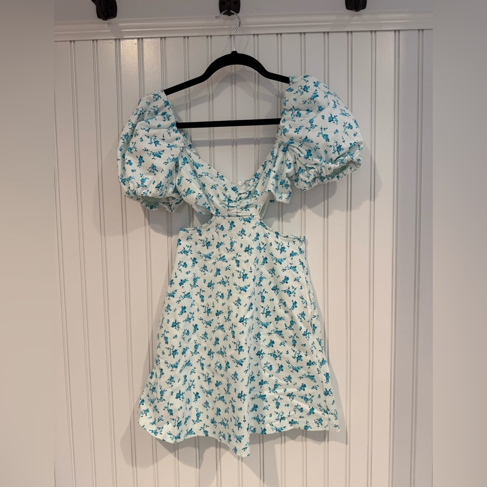 Zara Green Sweetheart Puff Sleeve Mini Dress